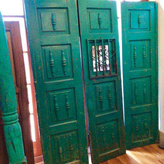 Green Vintage Wooden Guatemalan Door Set of 3