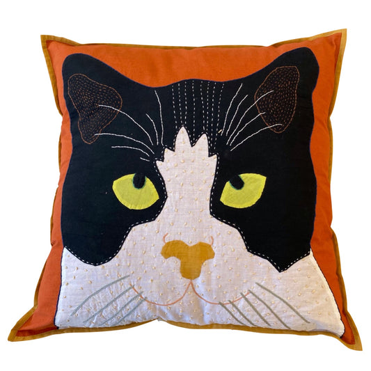 Cat Face Pillow - Red
