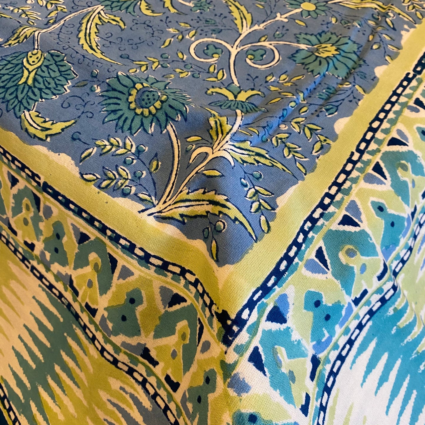 Sulak Flower Blue Tablecloth 60” x 60”