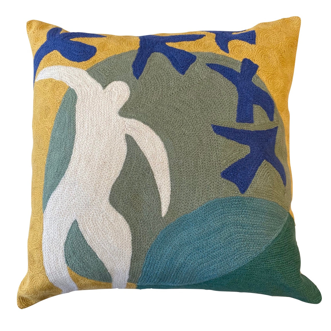 Matisse Man and Bird Chainstitch Pillow