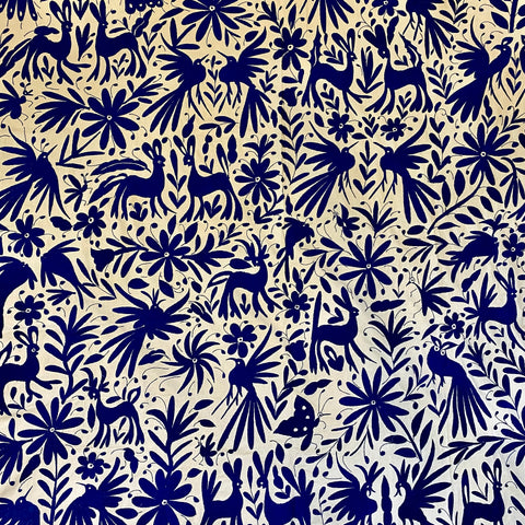 X-Large Otomi Embroidery Wall Hanging - Blue