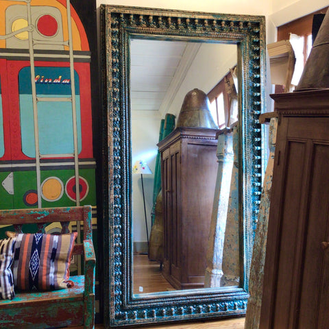 Vintage Large Turquoise Guatemalan Mirror