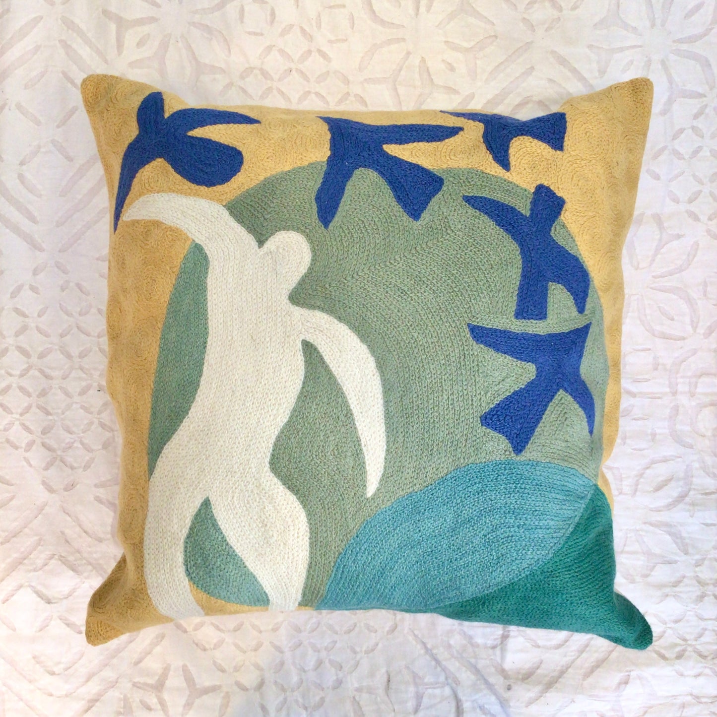 Matisse Man and Bird Chainstitch Pillow