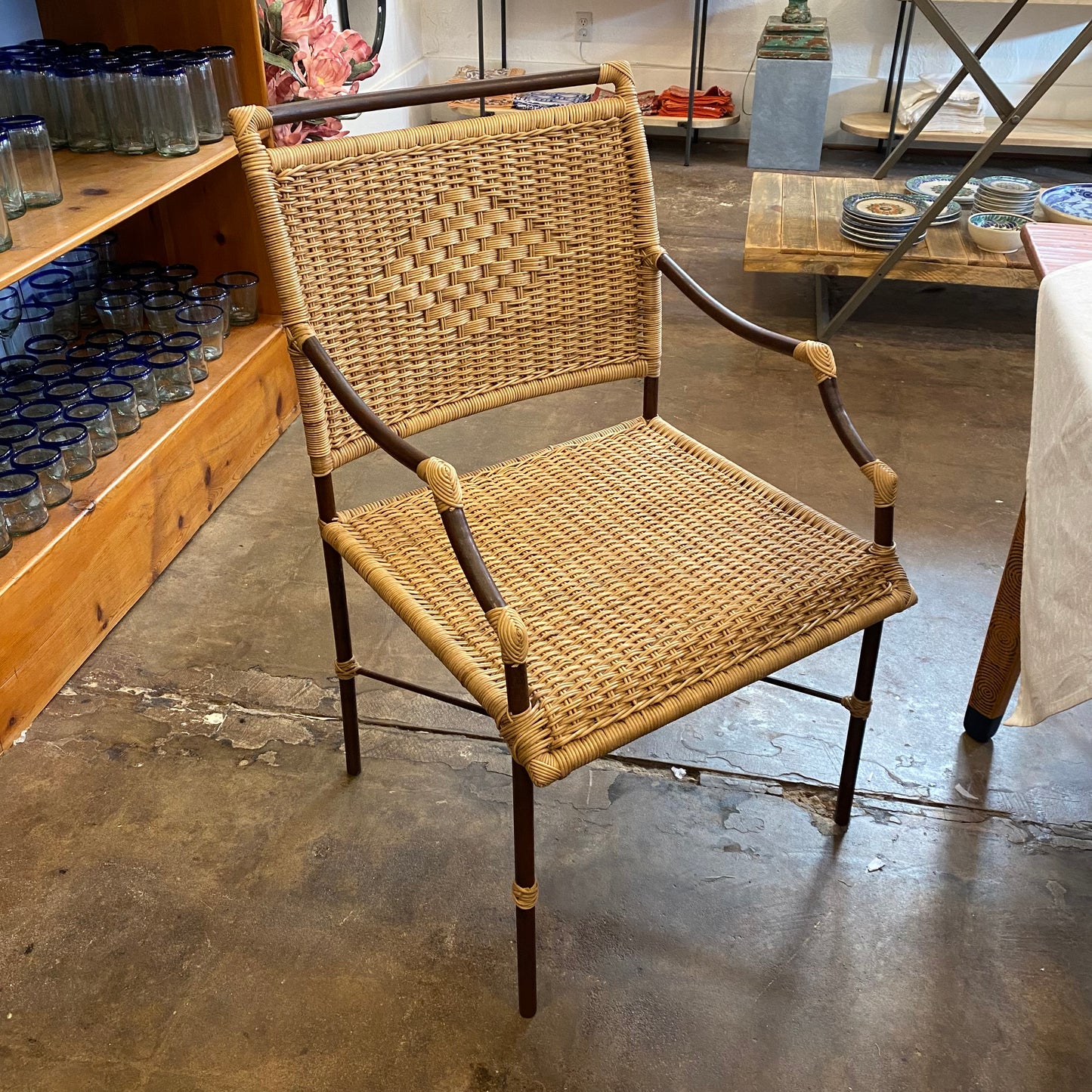 Wicker and Iron Chair
