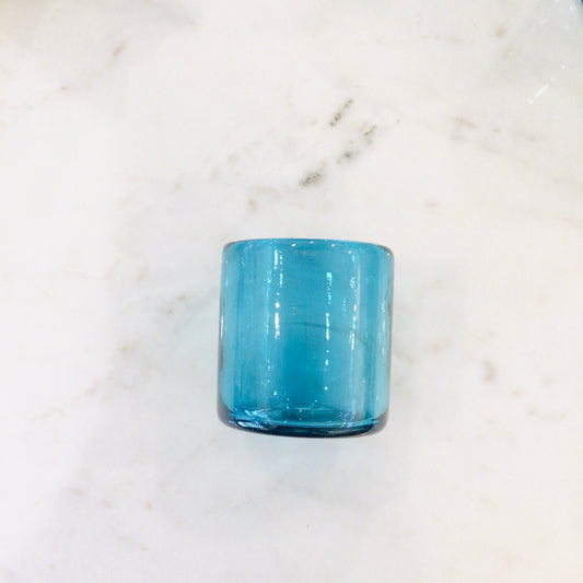 Short Mexican Glass Tumbler - Solid Teal