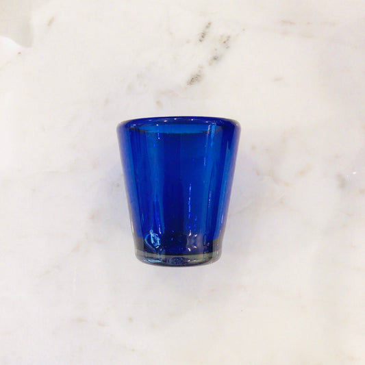 Mexican Glass V-shaped Tumbler - Blue
