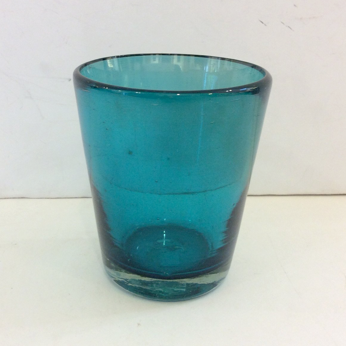 Mexican Glass V-shaped Tumbler - Solid Teal